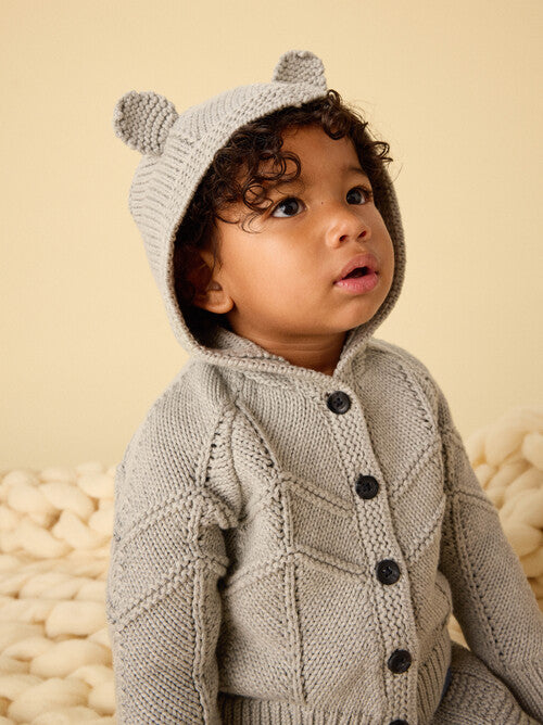 Creature Comfort Baby Cardigan-Med Heather Grey