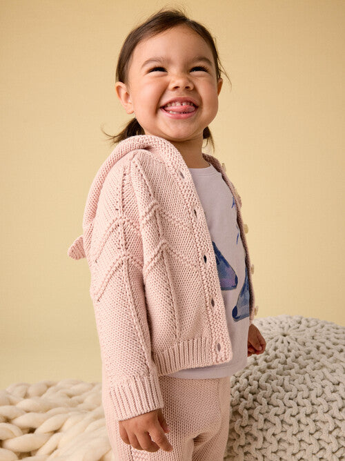Creature Comfort Baby Cardigan-Rosada