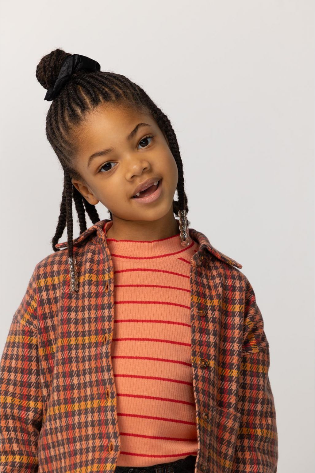 Pomona Long Sleeve Blouse -Check pattern Light Brown