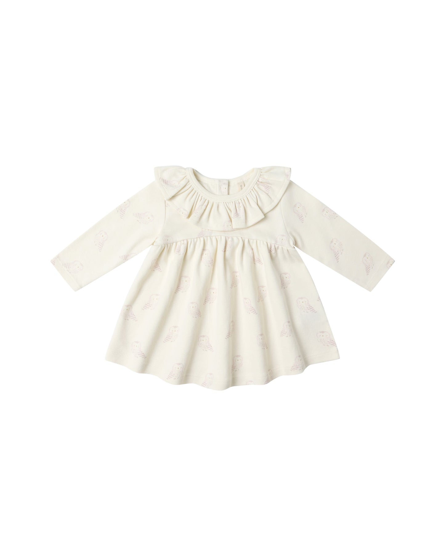 Ruffle Collar Jersey Dress - Snow Owls