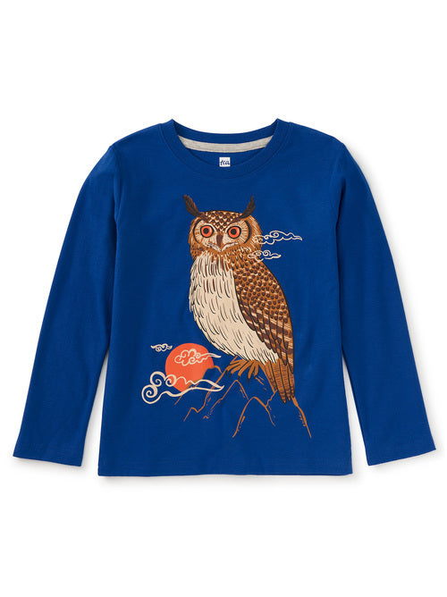 Mountain Owl Toddler Tee-Galactic Blue