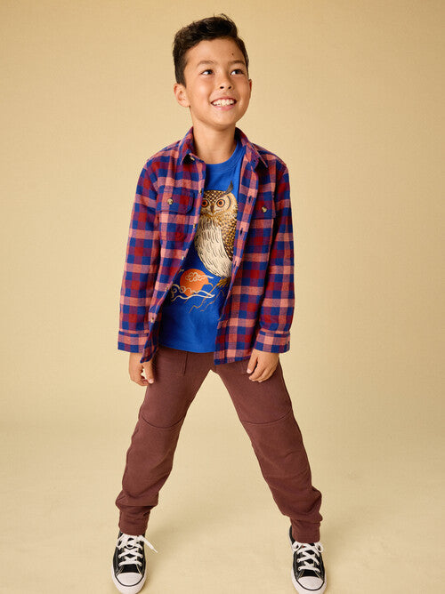 Mountain Owl Toddler Tee-Galactic Blue