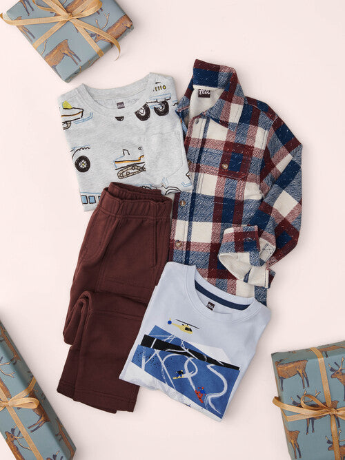 Long Sleeve Printed Pocket Tee - Snow vehicle