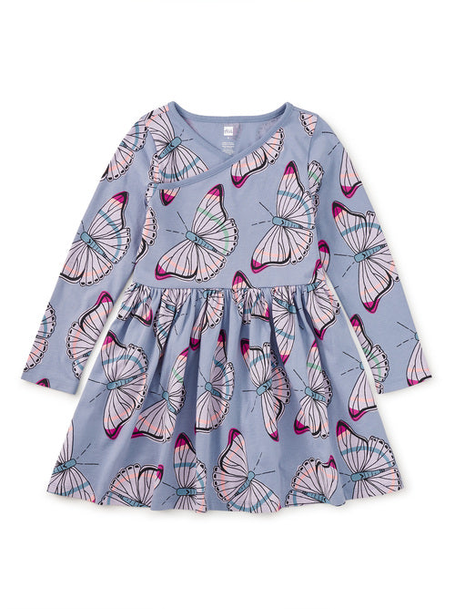 Baby Long Sleeve Wrap Neck Dress - Butterfly Dance