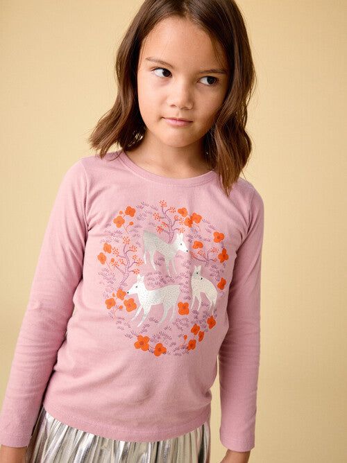 Pearly Deer Graphic Toddler Tee-Hydrangea