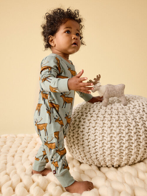 Long Sleeve Pocket Baby Romper-Painted Deer