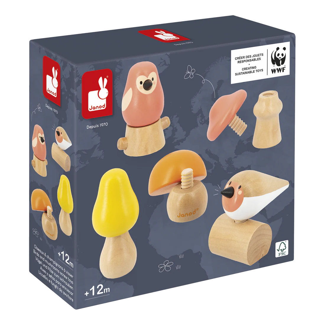 Birds And Mushrooms Screw Toys