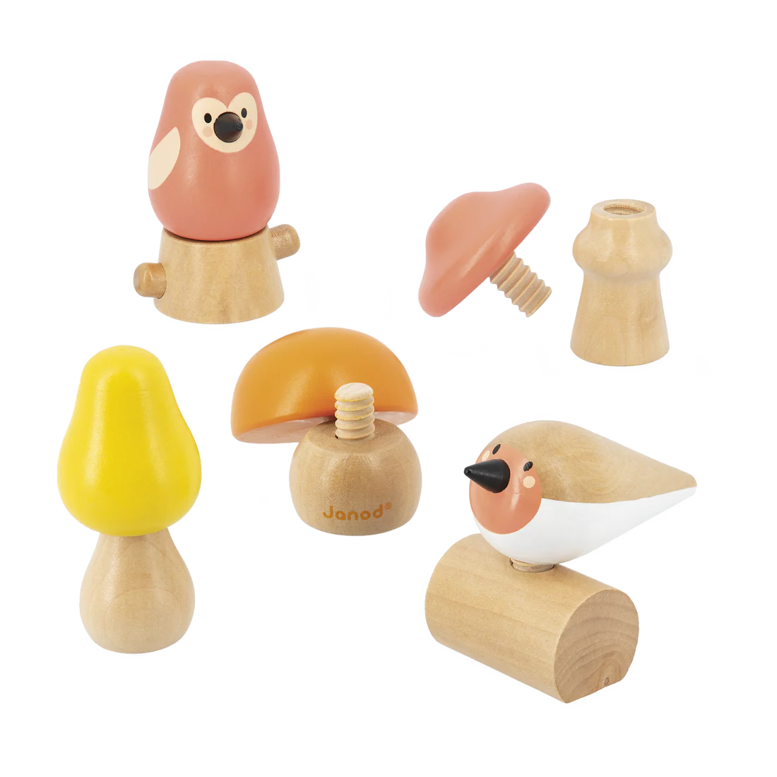 Birds And Mushrooms Screw Toys