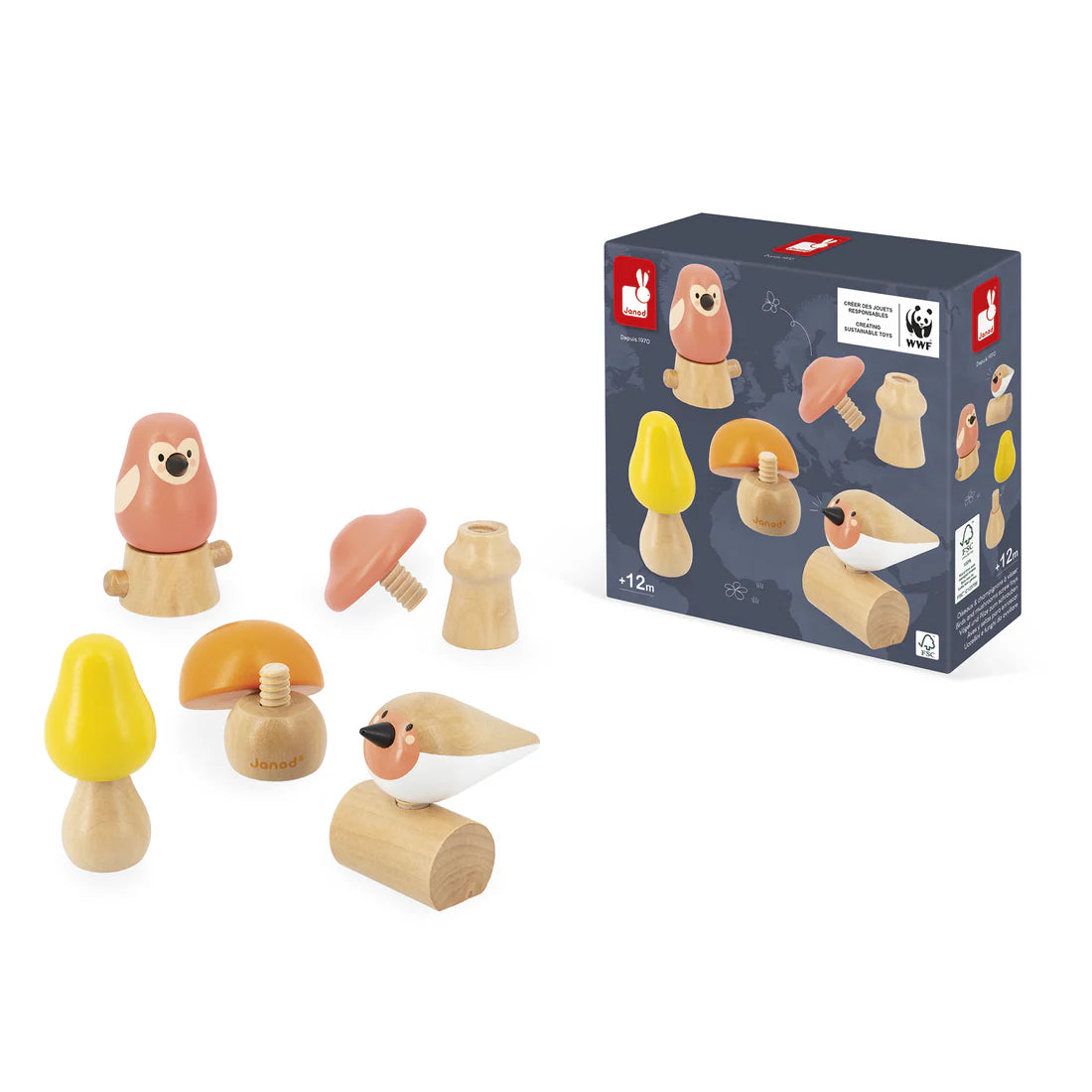 Birds And Mushrooms Screw Toys