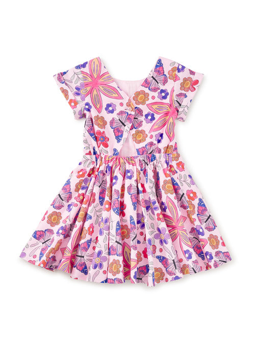 Button Back Skirted Dress - Butterfly Tile