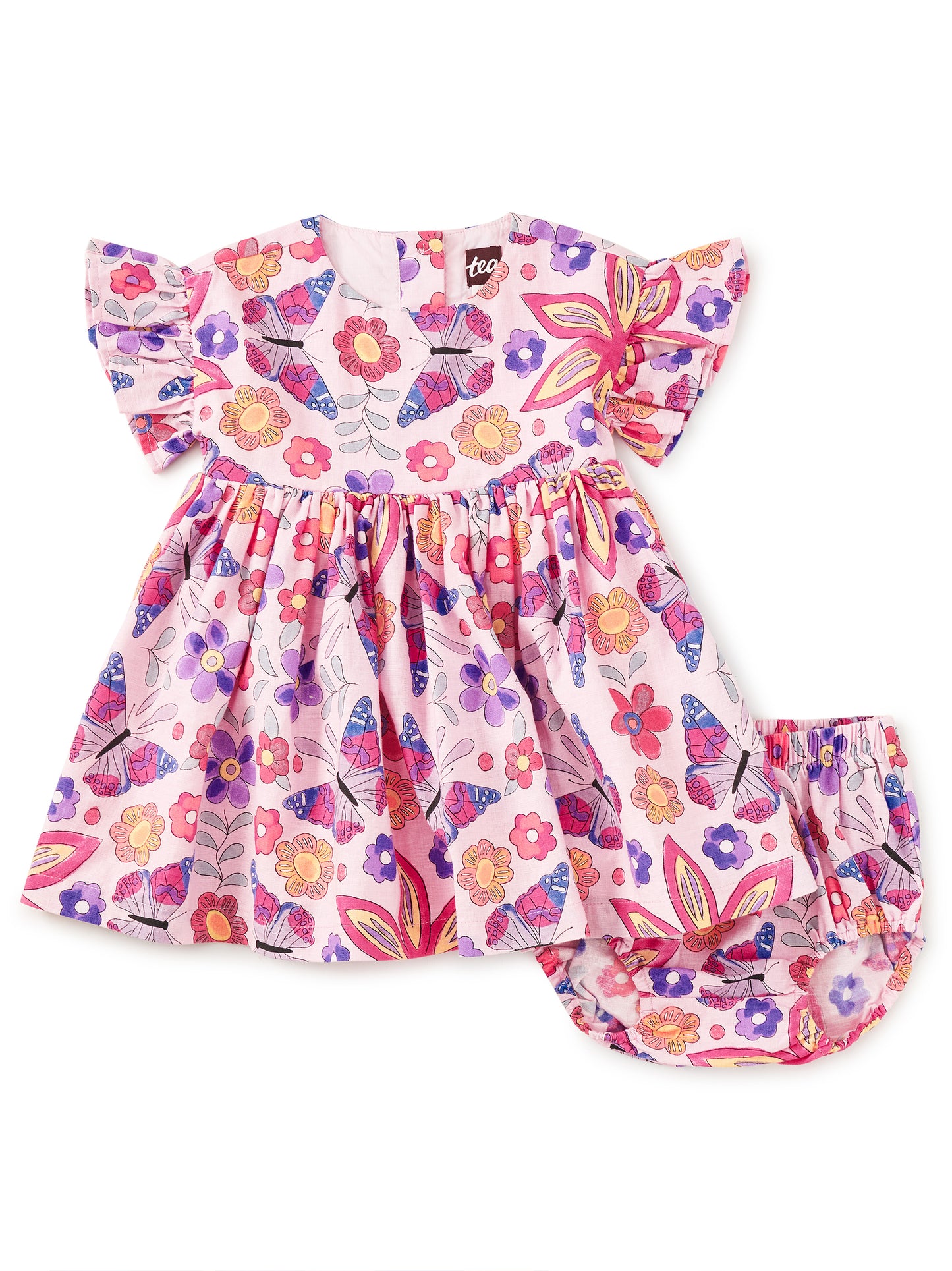 Ruffle Sleeve Baby Dress Set Butterfly