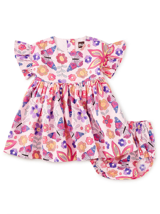 Ruffle Sleeve Baby Dress Set Butterfly