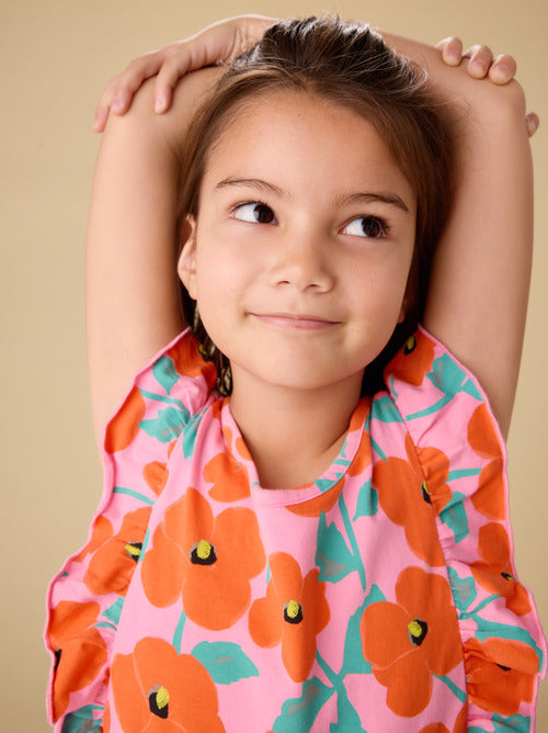 Short Sleeve Ballet Dress - Poppy Poppies