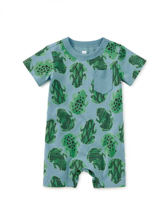 Pocket Shortie Baby Romper, Hopalong Frogs