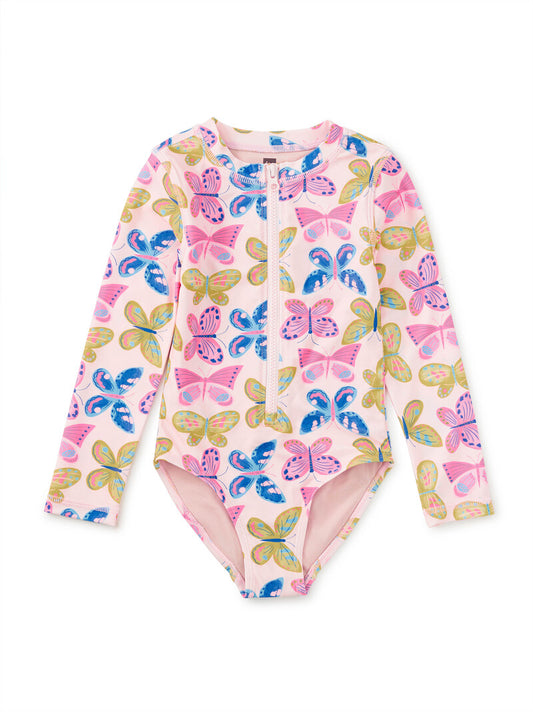 Long Sleeve One-Piece Swimsuit, Flutter Fiesta