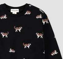 Top Knit - Saint Bernard Print on Black Sweatshirt (25FMW08T01-K)