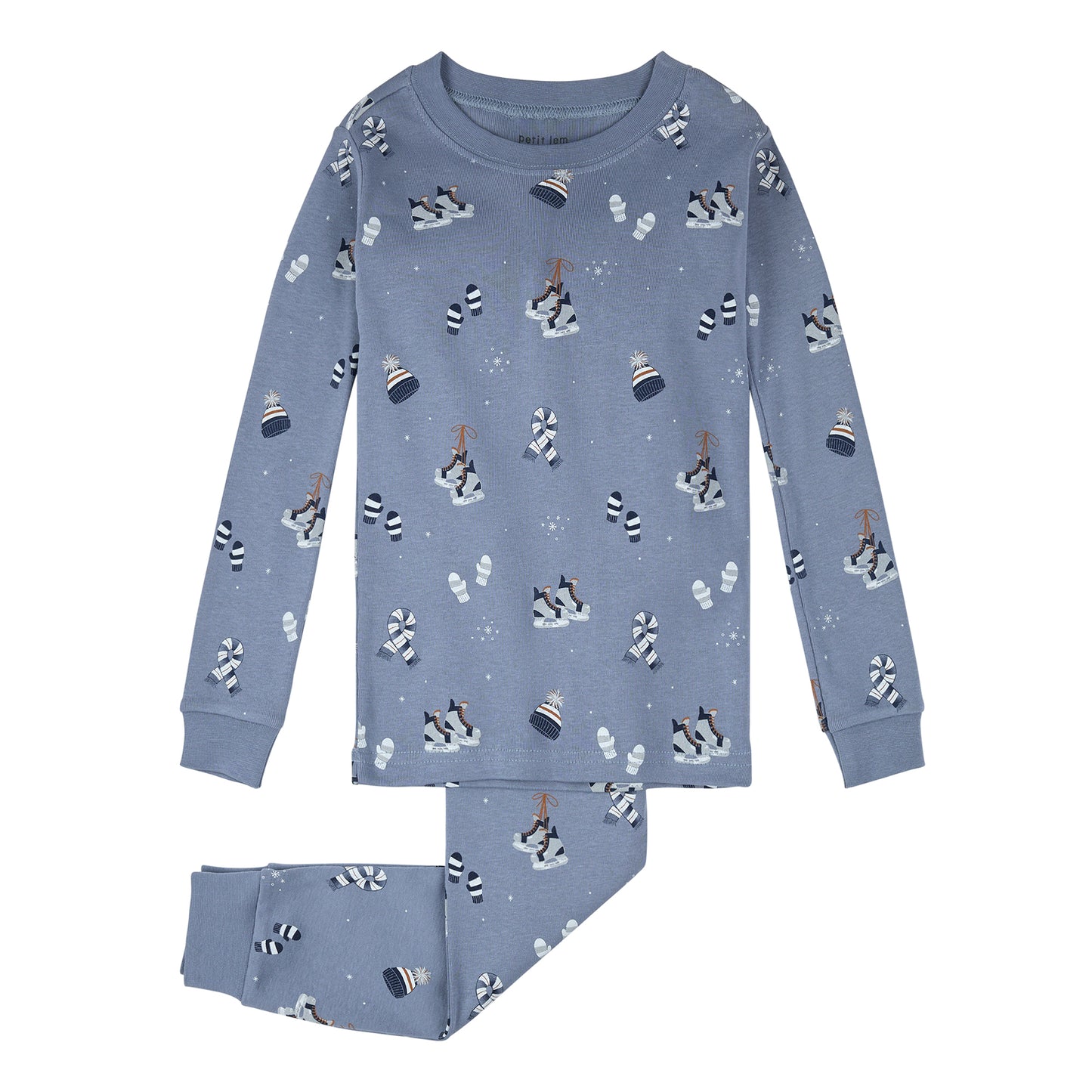 Toddler PJ Set -Cozy Winter Accessories Print on Blue PJ Set-Blue