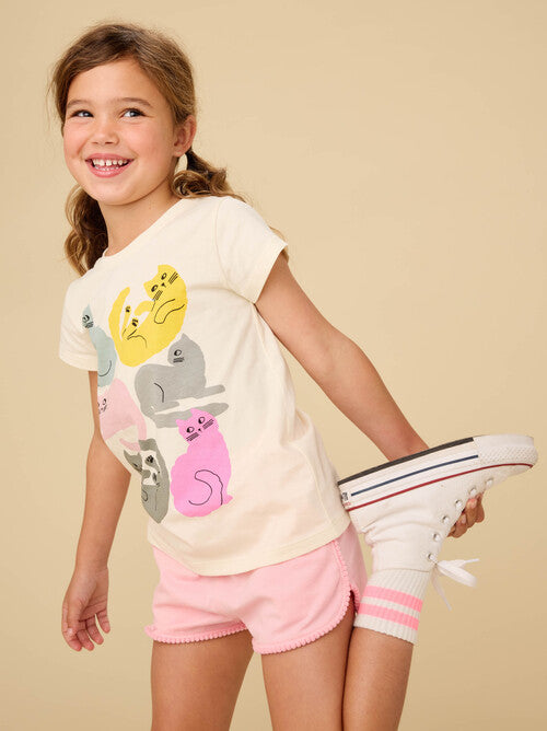 Toddler Colorfull Cats Graphic Tee -Froth
