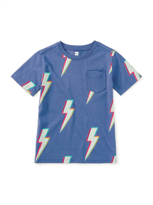 Printed Pocket Tee - Lightning Bolts