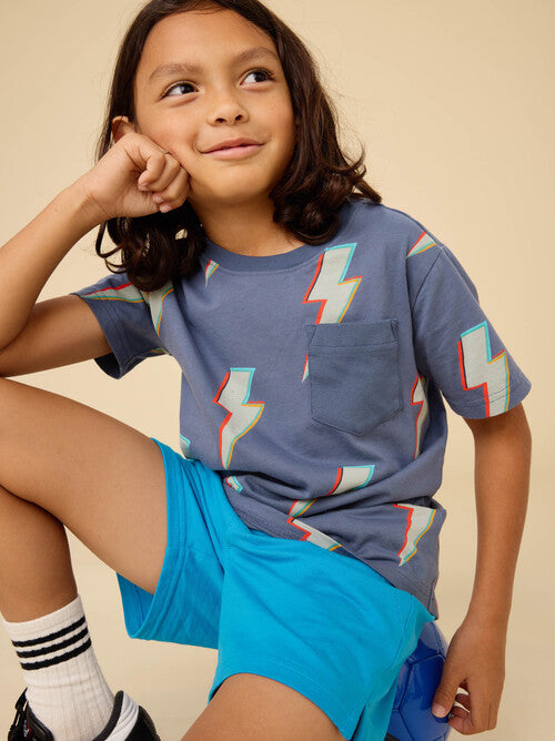 Printed Pocket Tee - Lightning Bolts