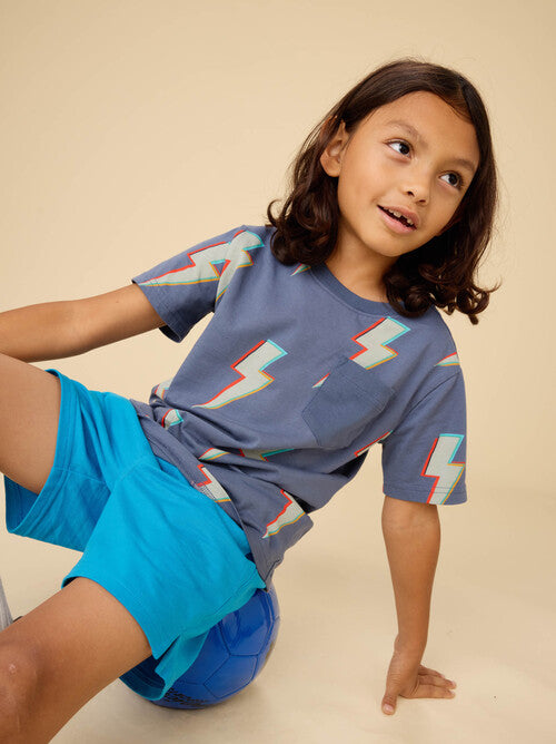 Printed Pocket Tee - Lightning Bolts
