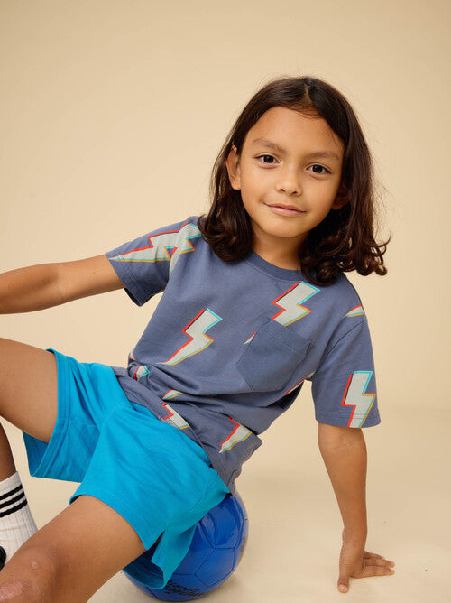 Printed Pocket Tee - Lightning Bolts