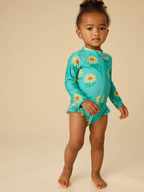 Rash Guard One-Piece Baby Swimsuit - Sunflowers