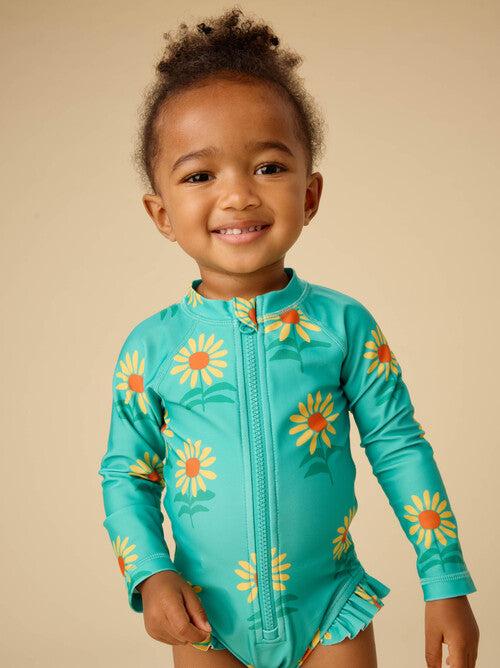 Rash Guard One-Piece Baby Swimsuit - Sunflowers