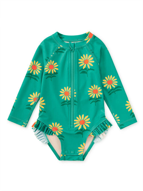 Rash Guard One-Piece Baby Swimsuit - Sunflowers