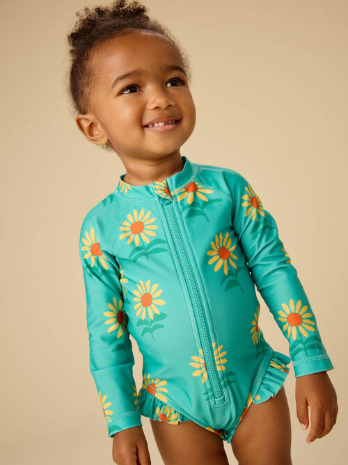 Rash Guard One-Piece Baby Swimsuit - Sunflowers