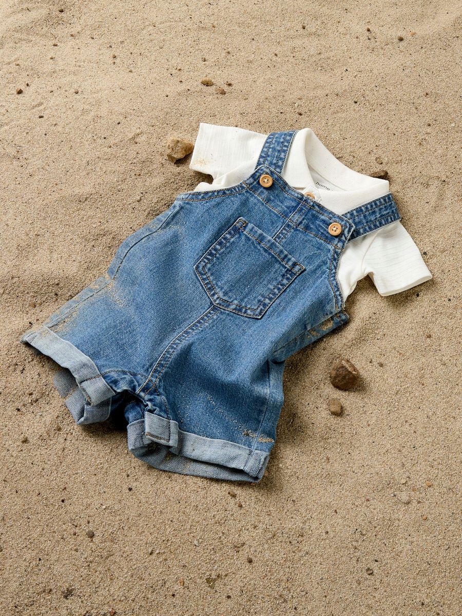 Lou Denim Short Overall - Medium Blue Denim