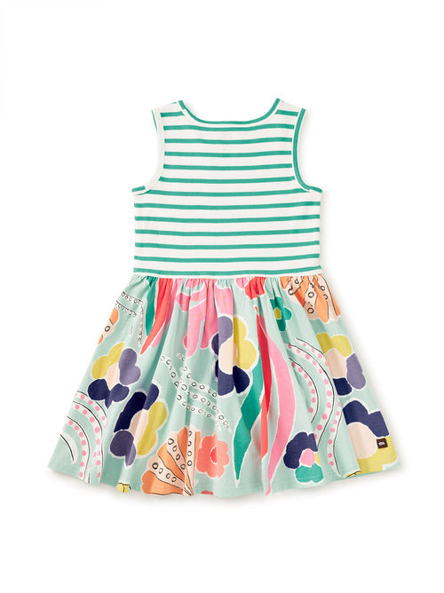 Print Mix Tank Skirted Dress