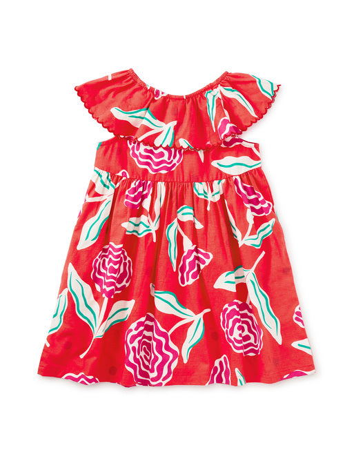 Short Sleeve Flutter Collar Dress