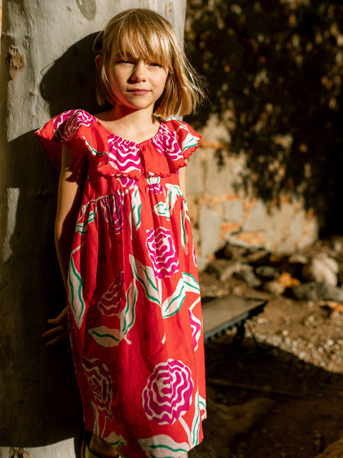 Short Sleeve Flutter Collar Dress