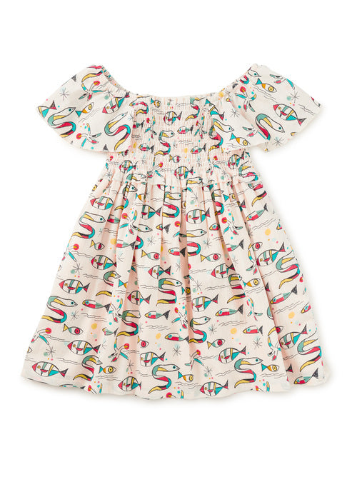 Flutter Sleeve Smocked Dress