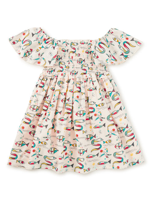 Flutter Sleeve Smocked Dress