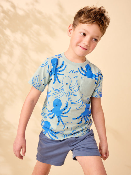 Printed Pocket Tee - Sketched Octopus