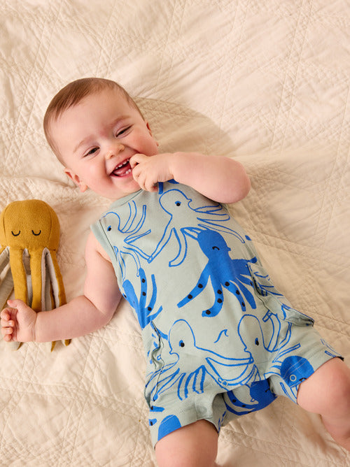 Sleeveless Baby Romper - Sketched Octopus