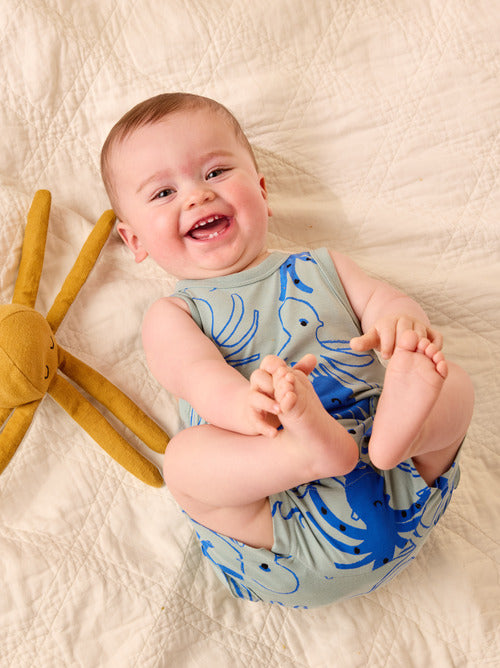 Sleeveless Baby Romper - Sketched Octopus