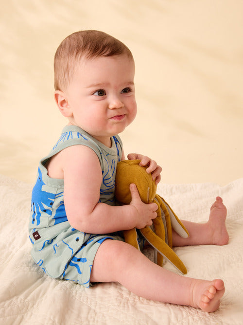 Sleeveless Baby Romper - Sketched Octopus