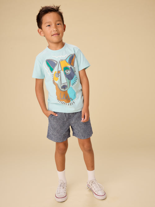 Picasso Wolf Graphic Tee -Canal Blue