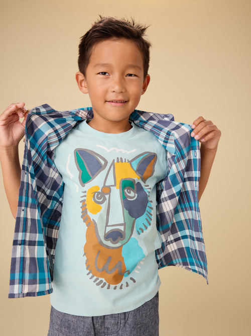 Picasso Wolf Graphic Tee -Canal Blue