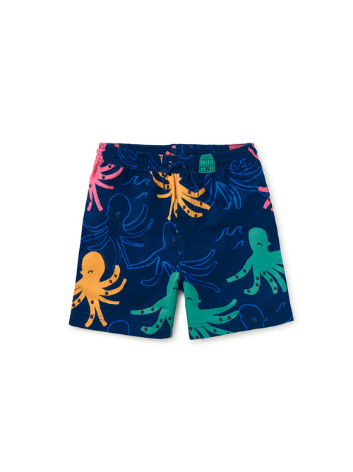 Mid - Length Swim Trunks - Sketched Octopus