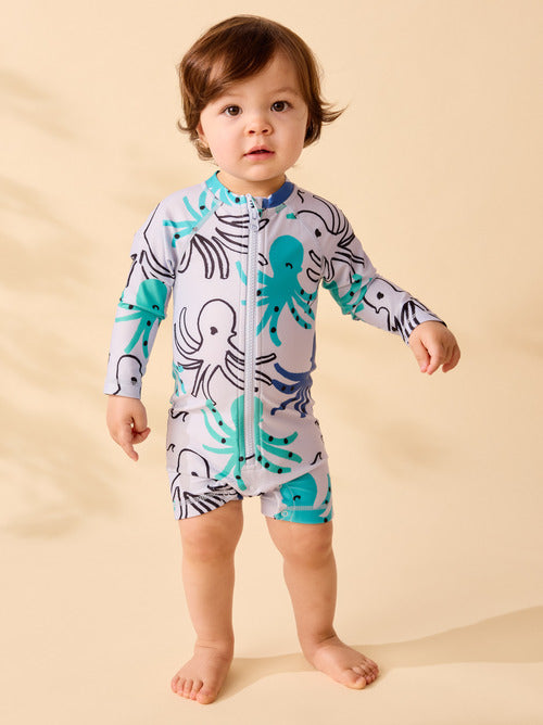 Rash Guard Baby Swimsuit - Sketched Octopus