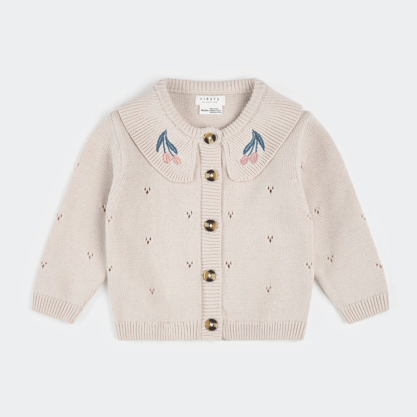 Creme Pointelle Knit Cardigan