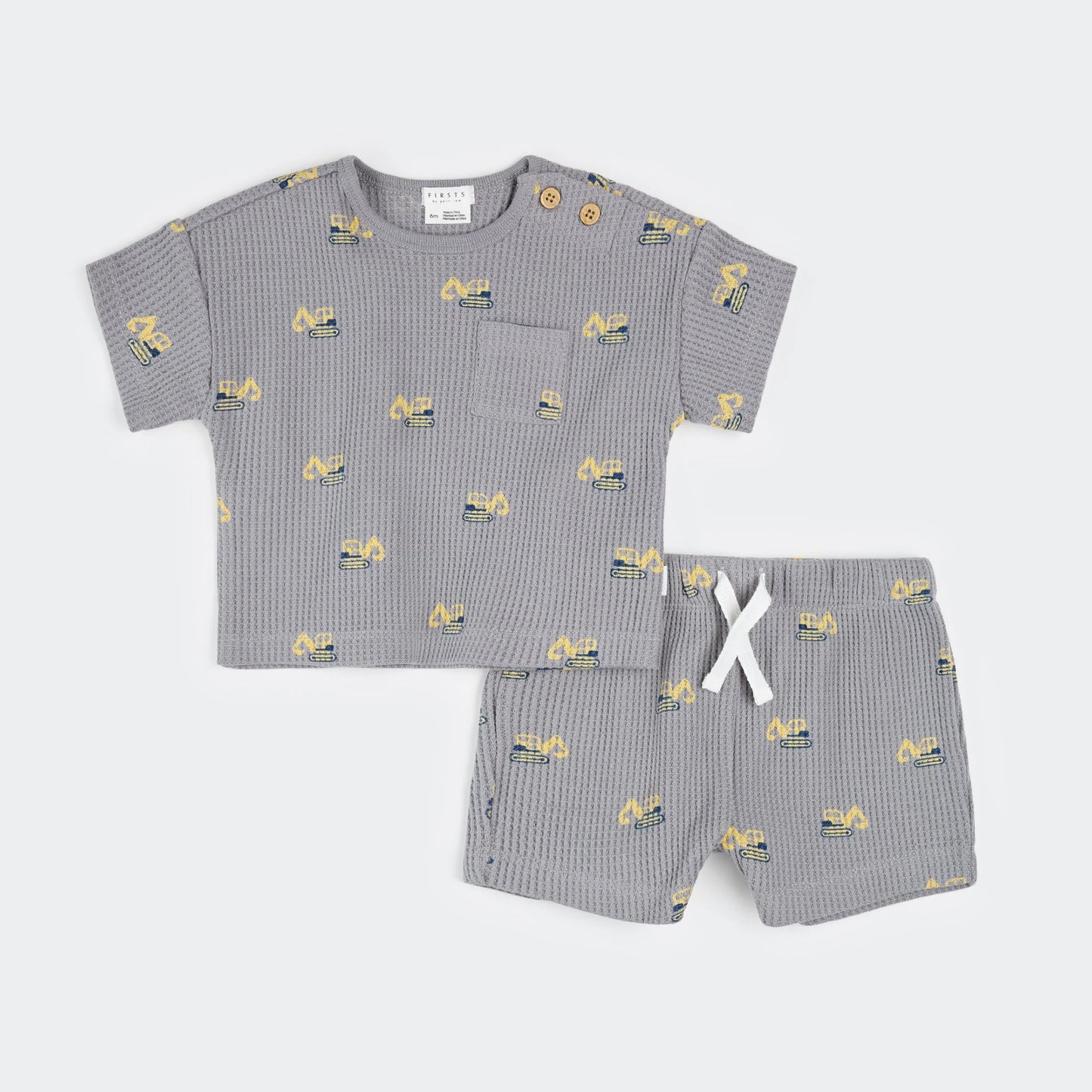 Diggers Print On Cement Short Set