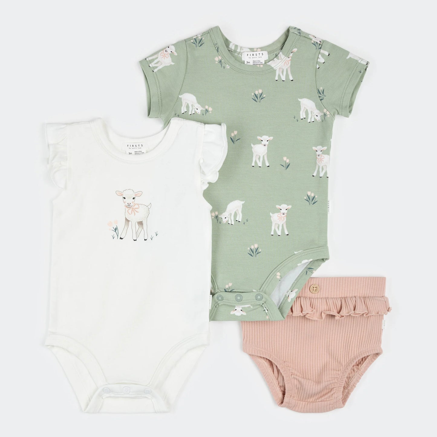 Little Lambs 3pc Bodysuit Set