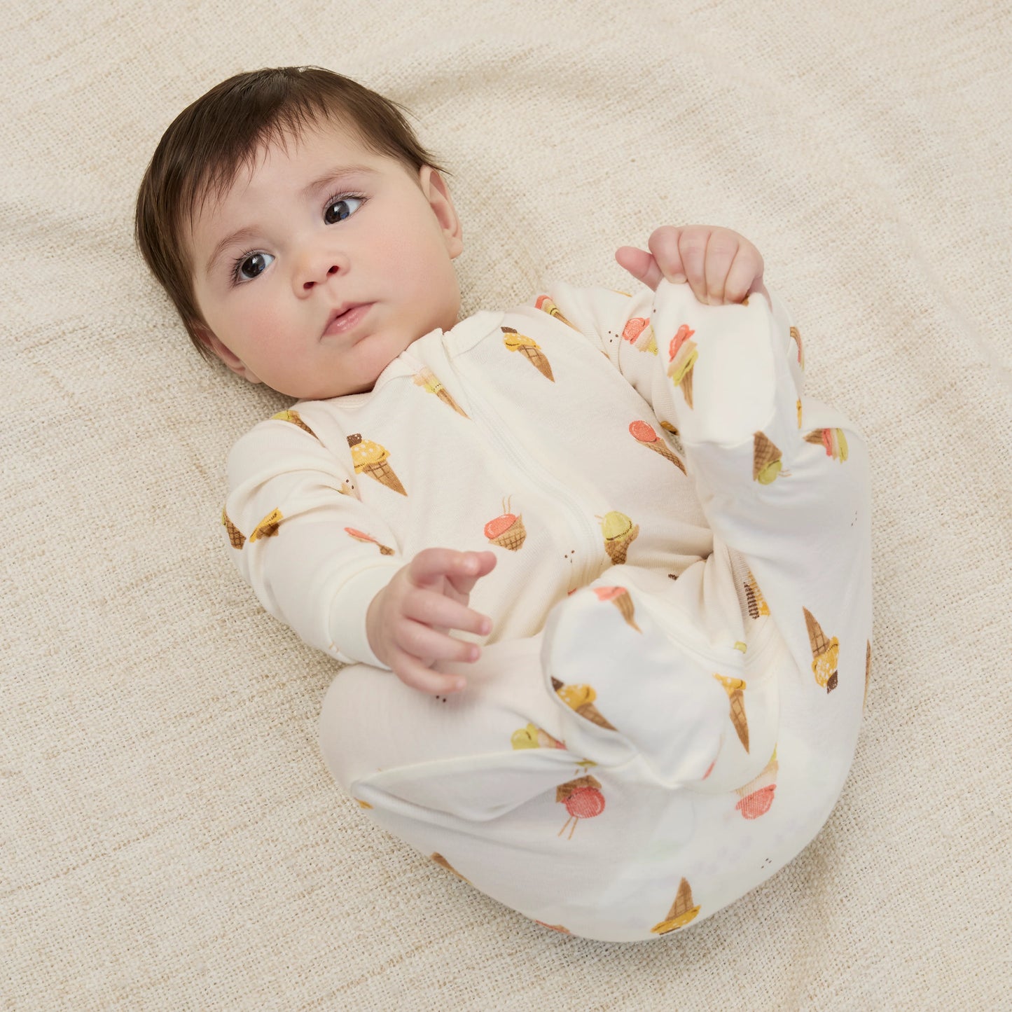Ice Cream Cone Print on Ivory Sleeper