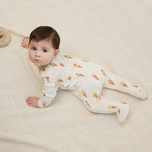 Ice Cream Cone Print On Ivory Sleeper