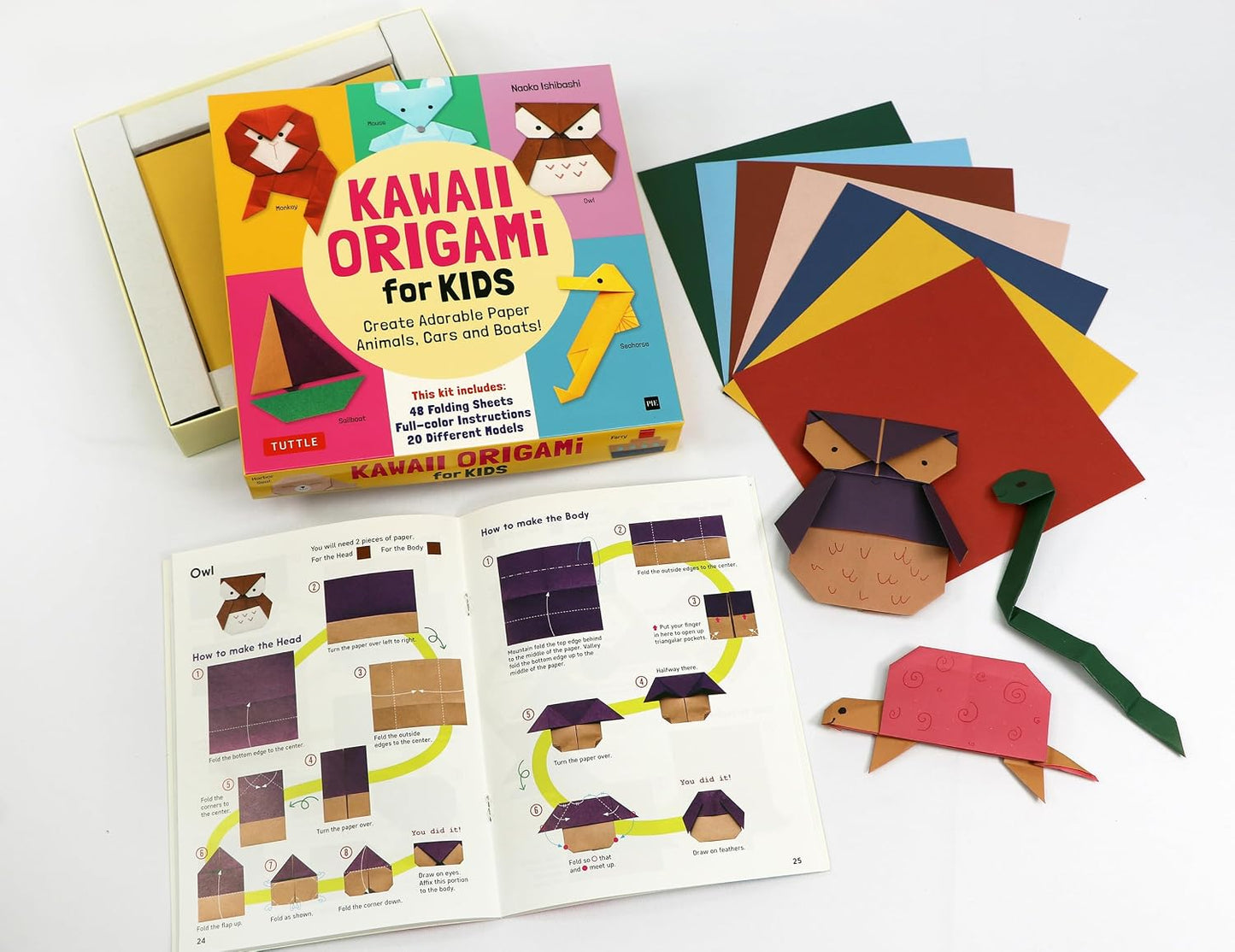 Kawaii Origami for Kids Kit: Create Adorable Paper Animals, Cars and Boats! (Includes 48 folding sheets and full-color instructions)